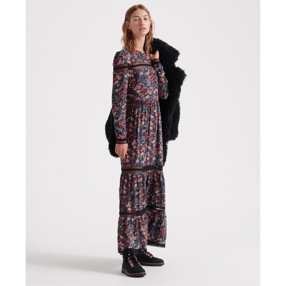 Superdry Skylar Maxi Dress-Floral Cut Out Lace Trim - Picture 5 of 14